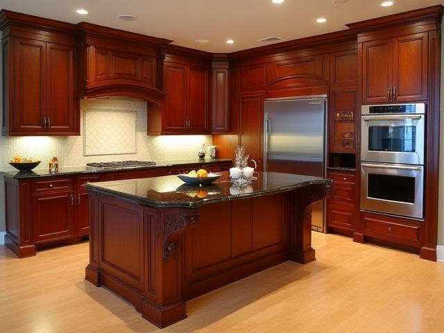 Cocina integral artesanal de madera de caoba