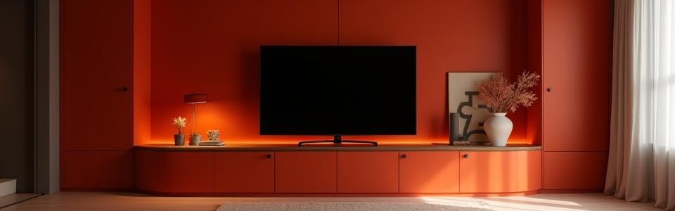 Mueble de entretenimiento hecho a medida en caoba para sala