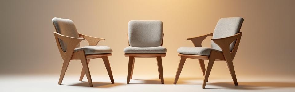 Conjunto de sillas de nogal con diseño ergonómico
